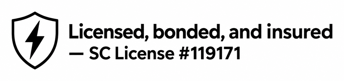 Licensed, bonded and insured emergency electrician, SC License #119171