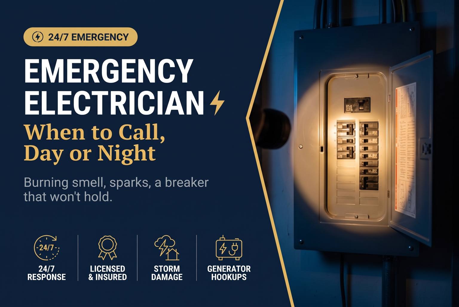 When to call an emergency electrician in South Carolina: breaker panel at night